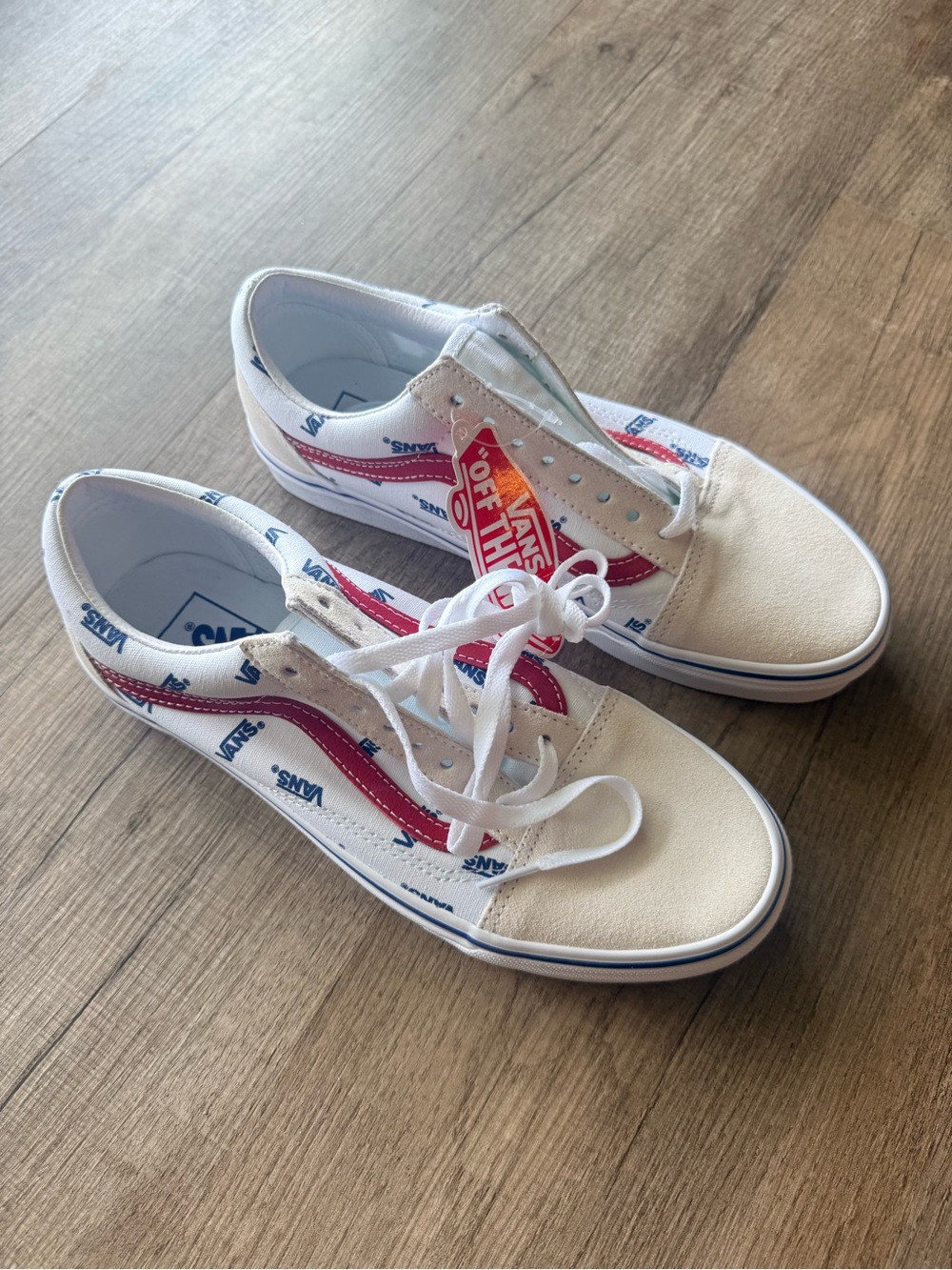 Vans White & Red Old Skool Low-Top Sneakers